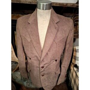 Brad Whitney Western Darts Arrows Suit Jacket Blazer Soft Faux Suede Brown  40 R
